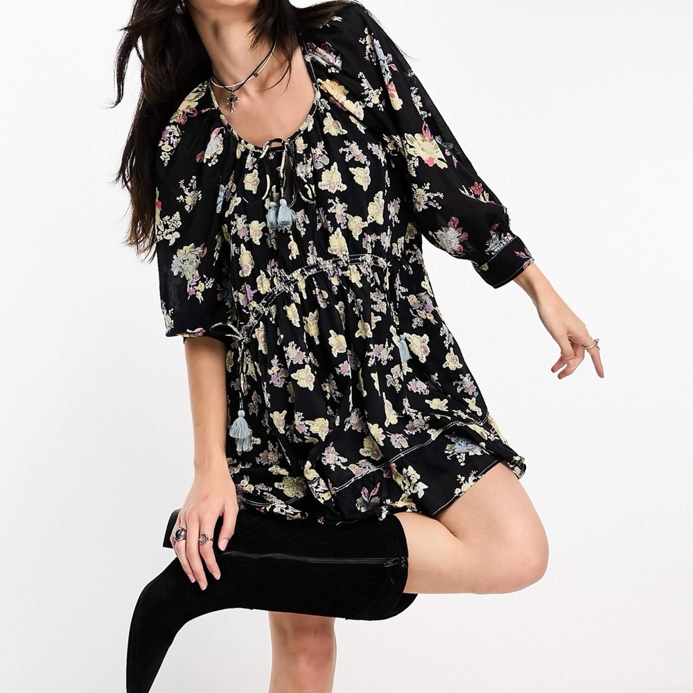 FREE PEOPLE Floral Black Dress Women’s  / Size Small